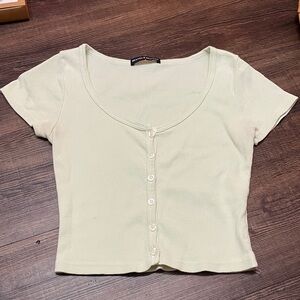 Brandy Melville Light Green Button-Up Top